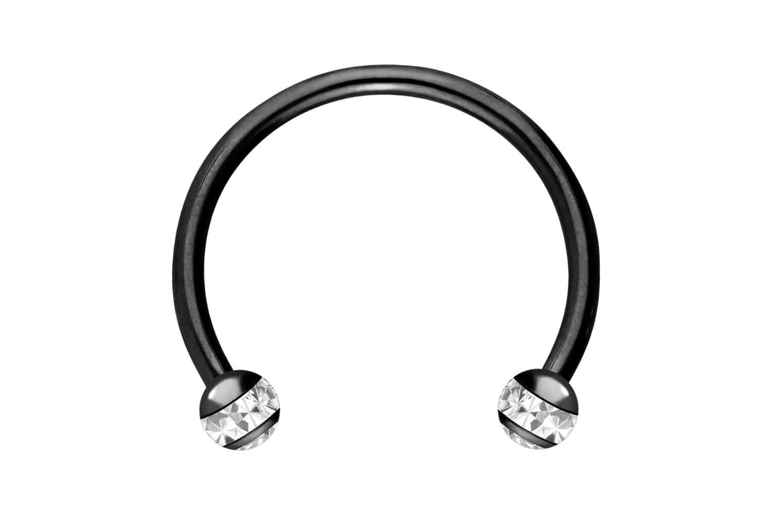 Chirurgenstahl Hufeisenring EPOXY-RING-KUGELN + KRISTALLE